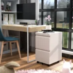 Pre-Assembled 5-Caster White FCJ Mobile 2-Drawer File Cabinet Metal Rolling Hanging Folders for Legal Letter Size for Home