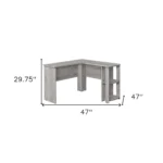 HMS 47" Gray Wood Corner Computer Desk with Drawer Portable Laptop Table for Home Office & Hotel for Living Room – top