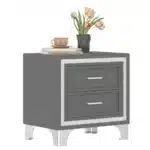 Mid-Century Velvet Nightstand with Drawers – styled in a modern Nightstands setting