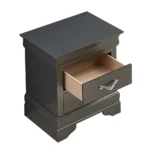 Goldoma Metallic Black Nightstand with Drawers - Modern Bedroom Storage – close-up detail