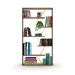 Furnish Home Store Wood Frame Etagere Open Back 6 Shelves Bookcase Industrial Bookshelf for Office – angled view