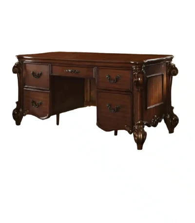 HMS 74 Brown Executive Desk with Five Drawers Solid Wood and Melamine Versatile Office or Bedroom Computer Table