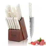 14pcs Stainless Steel Kitchen Knife Set with Sharpener & Wood Handle, Chef, Santoku, Bread, Utility,Steak,Paring &