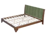 Goldoma eco-friendly king bed frame with green tufted headboard in a bedroom setting