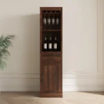 Brown Walnut Color Modular Wine Bar Cabinet with Hutch for Dining Room or Living Room - Image 5