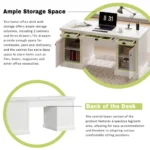Oe Home 67" Modern Executive Desk with 2 Doors & 3 Drawers White Solid Wood+MDF for Home Office - Image 4