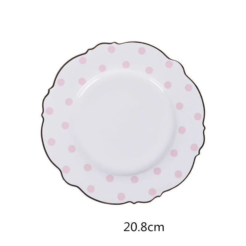 Brief Tableware Gold Edge Irregular Ceramic Plate Floral Shape Porcelain Steak Salad Dessert Dish Tray Household Dinner Plate