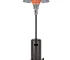 Bronze steel propane patio heater standing on a patio with cylindrical pole design