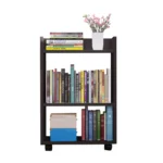 YQ FOREVER Simple Bookshelf Side Shelf Storage Rack Bookcase Modern Book Shelve for Living Room Furniture – angled view