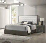Goldoma Modern Adjustable Full Size Panel Bed with Button Tufted Headboard, Cream White