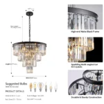 24" Contemporary Crystal Modern Chandeliers Crystal Ceiling Chandelier 4 Tier Black Chandelier Lighting (Bulbs Not Included)