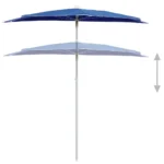 W2B VidaXL 9ft Garden Parasol Azure Blue 100% Polyester 3m Garden Umbrella with Steel Base for Courtyard 70.9 X 35.4 in