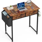FCJ Ergonomic Laptop Table Wooden Metal Convertible Computer Desk for Small Home Office Bedroom for Writing Learning Hotel