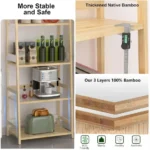 Modern 5-Tier Bamboo Bookcase Display Unit Tall Bookshelf for Home Office Living Room Industrial FCJ Corner Storage Rack