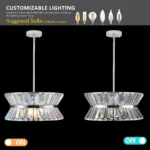 US Stock Free Shipping Modern Crystal Dining Room 16" Round Chandeliers Adjustable Height Hanging Pendant Light Fixtures