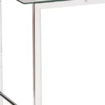 HMS 47" Writing Desk with Clear Silver Glass and Metal Contemporary Computer Desk – close-up detail