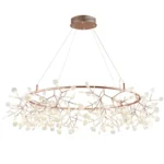 Nordic Chandelier Art Hanging living Room Chandelier Modern Restaurant Kitchen Firefly Lamp Rose Gold/Black Branch Round