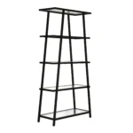 HMS 70 Five Tier Etagere Bookcase in Black Metal and Glass Durable and Stylish Bookshelf – side view
