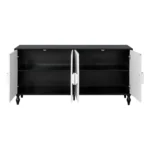 HMS 68 Modern Antique Traditional Carved Floral Sideboard Black and White Distressed Four-Door Home Furniture for Living Room - Image 4