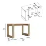 Albion Light Oak Finish Computer Desk FCJ's Ample Worksurface Desk with Stylish Legs – side view