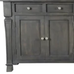 HMS 72" Dark Gray Solid Wood Four-Drawer Sideboard Cabinet Modern Antiqued Traditional Design for Home Furniture Four Doors - Image 4