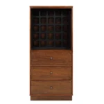 HMS 52" Antiqued Solid Wood Bar Cabinet Brown and Black with Three Drawers Stainless Steel and Metal Storage for Home Use - Image 7