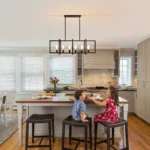 Modern 6-Light Industrial Pendant Light, Matte Black Linear Chandelier for Kitchen Island, Dining Room, Living Room, E26
