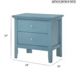 Teal nightstand with drawers for bedroom storage – modern compact bedside table