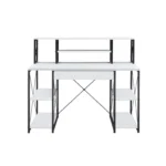HMS 47" Simple Design White Black Computer Desk Ergonomic Adjustable Gaming Desk with Extendable Features Made of Wood Metal