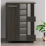 HMS Luxury Espresso Rolling Bar Cart Metal Steel Serving Trolley with Wine Storage for Dining Living Room Restaurant Use