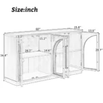4-Door Large Storage Sideboard Buffet Cabinet with Glass Doors Arched Cabinet with Adjustable Shelves for Kitchen - Image 15