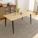 Table Rectangular Kitchen Table for 6-8 People, Rustic Industrial Design for Dining Room, Patio(Table Only) – top view