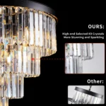 24" Contemporary Crystal Modern Chandeliers Crystal Ceiling Chandelier 4 Tier Black Chandelier Lighting (Bulbs Not Included)