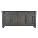 HMS 72" Dark Gray Solid Wood Four-Drawer Sideboard Cabinet Modern Antiqued Traditional Design for Home Furniture Four Doors - Image 2