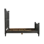 Goldoma Black Carved Floral Distressed Solid Wood Queen Bed Frame - elegant carved wood bed frame with intricate floral motifs and vintage black finish