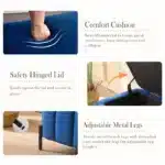 Goldoma 49.21" Wide Velvet Storage Ottoman Bench – Upholstered Footrest with Hidden Compartment for Bedroom – top view