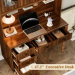 Modern Eco-Friendly Durable Desk Charging Ports Hutch Cabinet Office Storage Drawers Bookshelf Executive Computer Home MDF