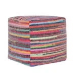 Goldoma 18" Red Black Striped Cube Pouf Ottoman - Foldable Foot Stool & Extra Seat – base detail