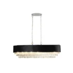 US Stock Free Shipping Modern Black 8-Light Crystal Chandelier Dining Living Room Round Pendant Light Fixtures – angled view