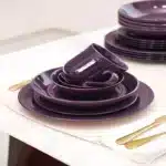 Certified Safe Family Dining Set of Embossed Colored Ceramic Tableware Includes Bowl and Oval Platter Stone Tool Tableware