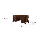 HMS 74 Brown Executive Desk with Five Drawers Solid Wood and Melamine Versatile Office or Bedroom Computer Table – top view