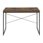 FCJ Solid Wood Writing Desk Weathered Oak and Black with Metal Sled Base Foldable Computer Table for Home Office – close-up