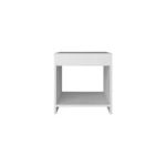 Chroma minimalistic nightstand with open shelf for bedroom storage in white finish