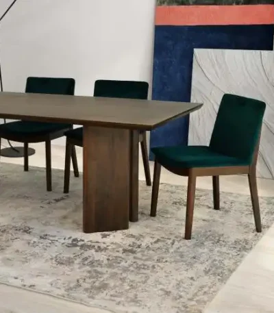Modern Alden solid wood dining table in walnut finish, perfect for living room or kitchen dining
