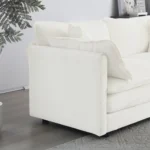 Goldoma two-seater chenille sectional sofa with ottoman in white fabric