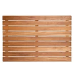 HMS 20" Premium Anti-Slip Teak Shower Bath Mat Modern TPR Design for Home Bathrooms and Hotels – side view
