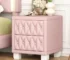 Modern solid wood nightstand with two drawers in a bedroom setting
