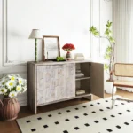 Accent Farmhouse Style 3 Door Wooden Cabinet Sideboard Buffet Server Cabinet Storage Cabinet, for Living Room - Image 5