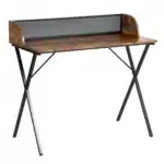 HMS 39" Brown and Black X-Shape Computer Desk Wood and Metal Office Desk – side view