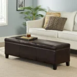 Goldoma Glouster storage ottoman bench in grey PU leather with soft-close hinges, perfect for living room or entryway organization